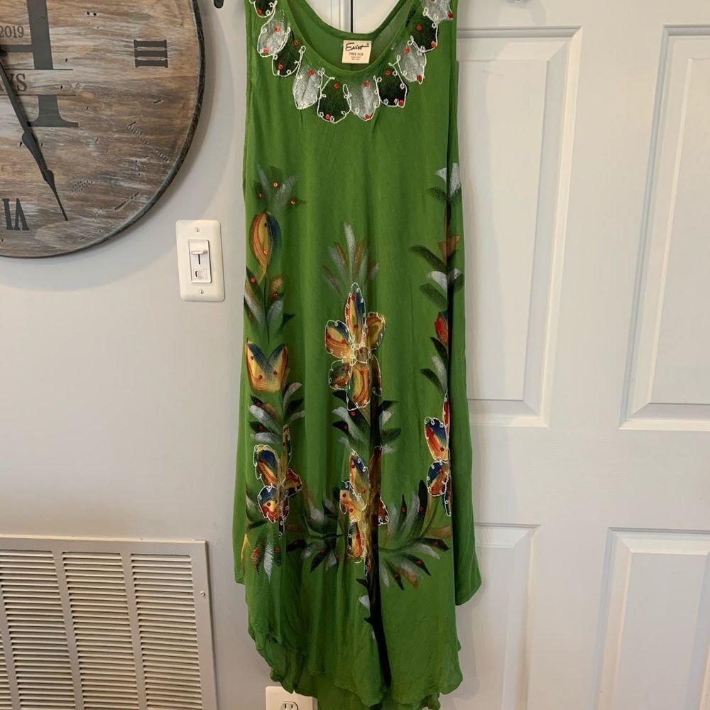 Exist Boho Green Flowey One Size Dress